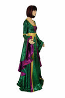 Marian Gown in Mardi Gras colors with Sorceress Sleeves - Coquetry Clothing