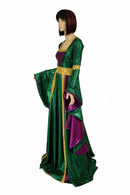 Marian Gown in Mardi Gras colors with Sorceress Sleeves - Coquetry Clothing
