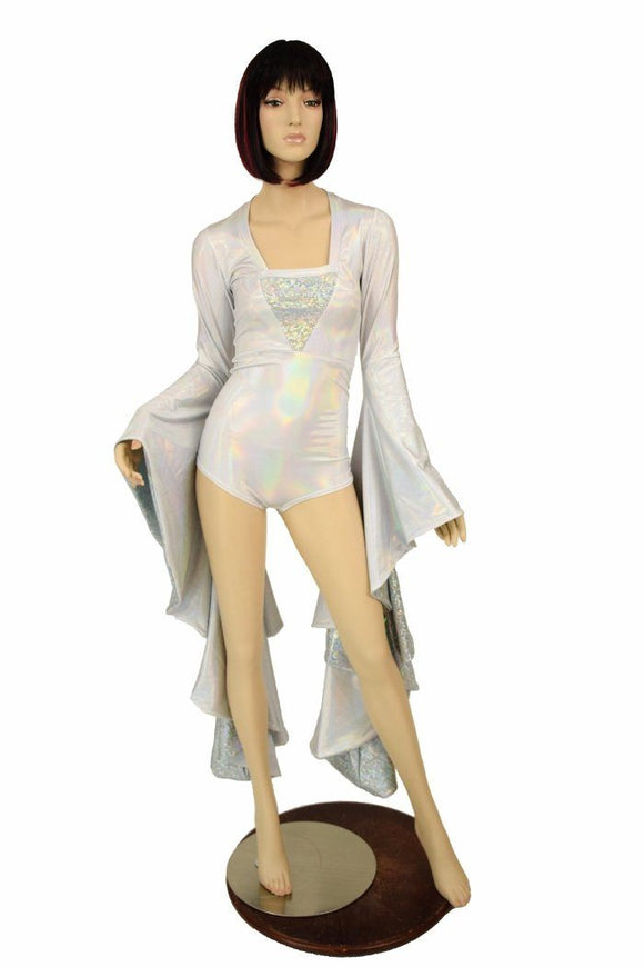 Marian Romper in Elven LARP colors with Sorceress Sleeves - Coquetry Clothing