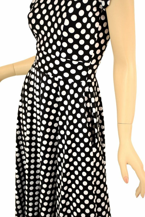 Maxi Length "Melissa" Gown in Polka Dot - Coquetry Clothing