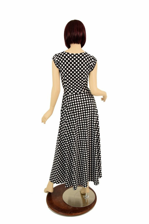 Maxi Length "Melissa" Gown in Polka Dot - Coquetry Clothing