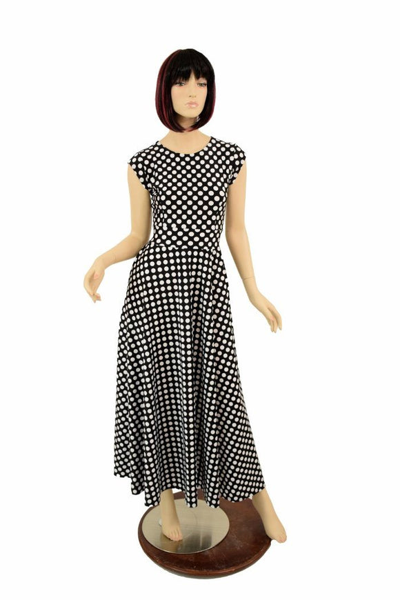 Maxi Length "Melissa" Gown in Polka Dot - Coquetry Clothing