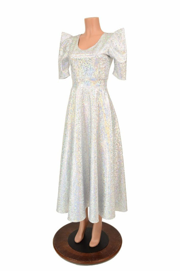 Maxi Length "Melissa" Gown in Silvery White - Coquetry Clothing
