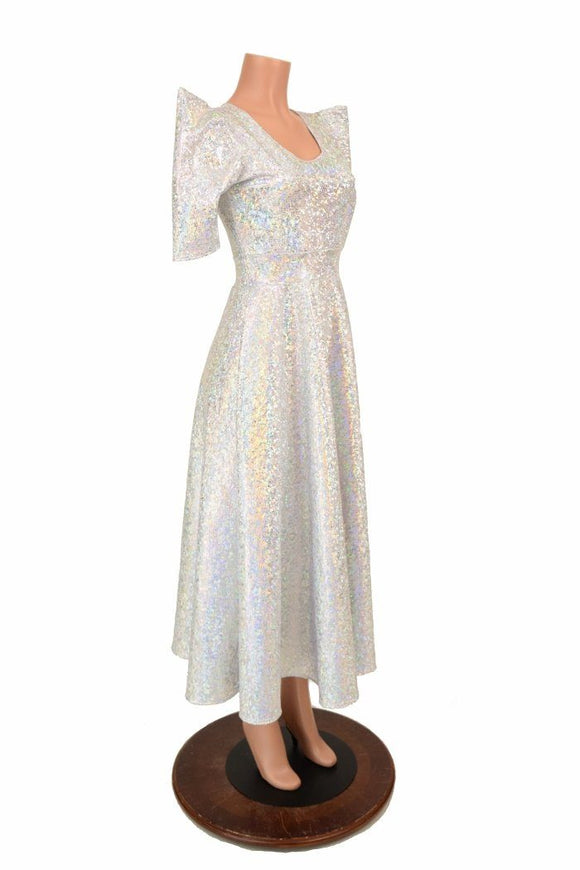 Maxi Length "Melissa" Gown in Silvery White - Coquetry Clothing