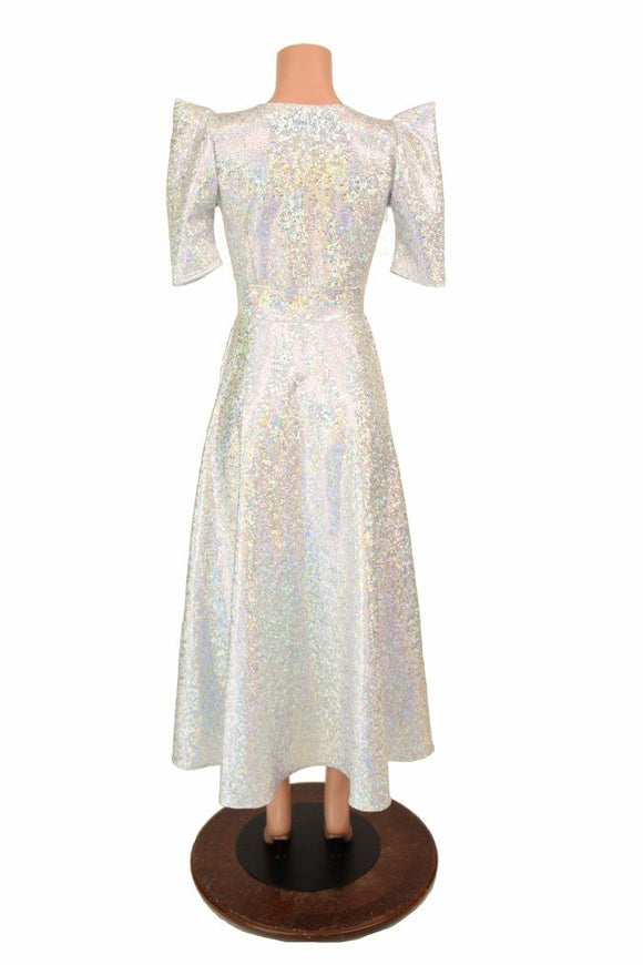 Maxi Length "Melissa" Gown in Silvery White - Coquetry Clothing
