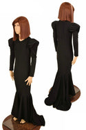 Girls Black Puffed Sleeve Gown - 1