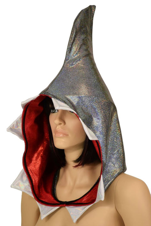 Silver Holographic Shark Hood - Coquetry Clothing