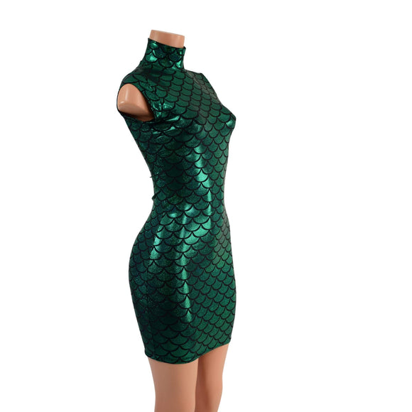 Medium Ready to Ship Celia Dress in Green Dragon Scale - Coquetry Clothing
