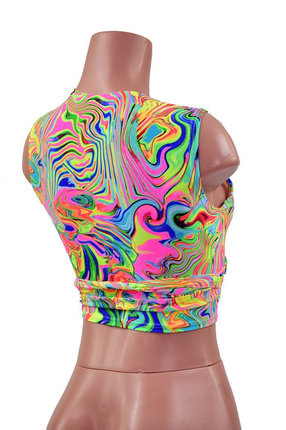 Medium Ready to Ship Neon Flux Wrap & Tie Top - Coquetry Clothing