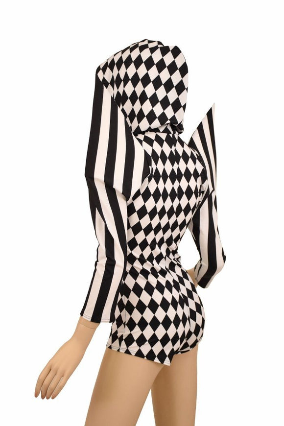 Mega Sharp Shoulder Hoodie Romper - Coquetry Clothing