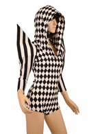 Mega Sharp Shoulder Hoodie Romper - Coquetry Clothing