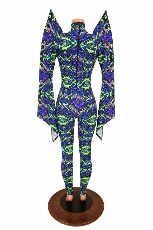 Mega Sharp Shoulder Pixie Sleeve Catsuit - Coquetry Clothing