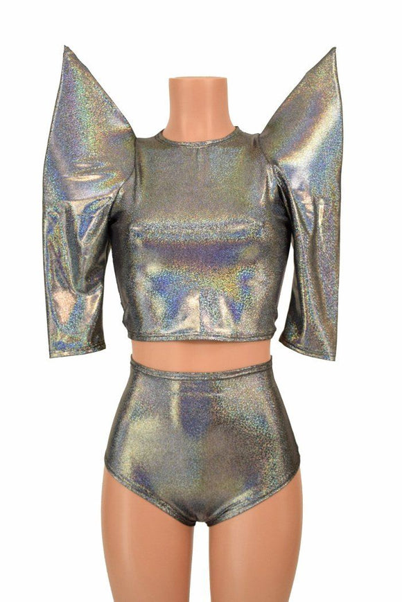 Mega Sharp Shoulder Top and Siren Shorts Set - Coquetry Clothing
