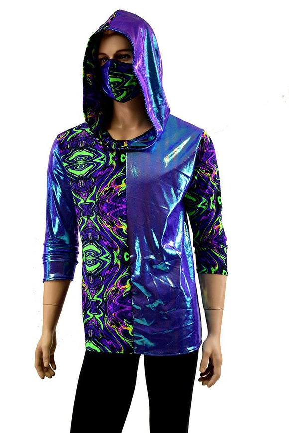 Mens 3/4 Sleeve Hoodie & Mask Set - Coquetry Clothing