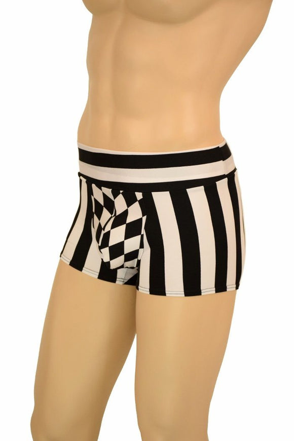 Mens "Aruba" Shorts in Black and White Stripe - Coquetry Clothing