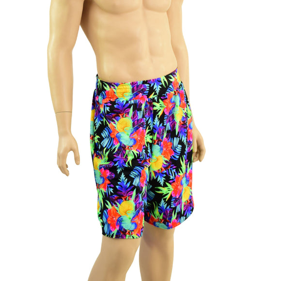 Mens Basketball Shorts with Pockets in Sonic Bloom - Coquetry Clothing
