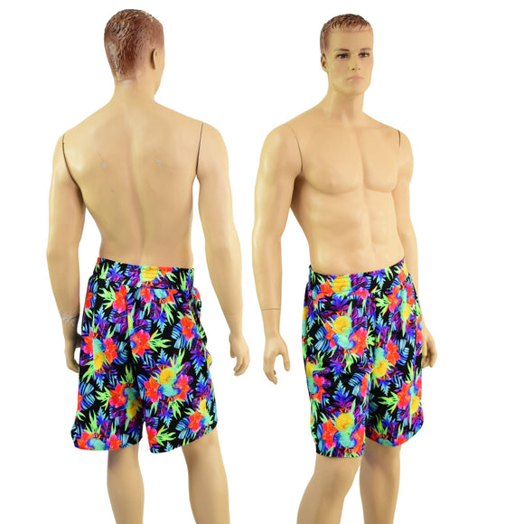 Mens Basketball Shorts with Pockets in Sonic Bloom - Coquetry Clothing