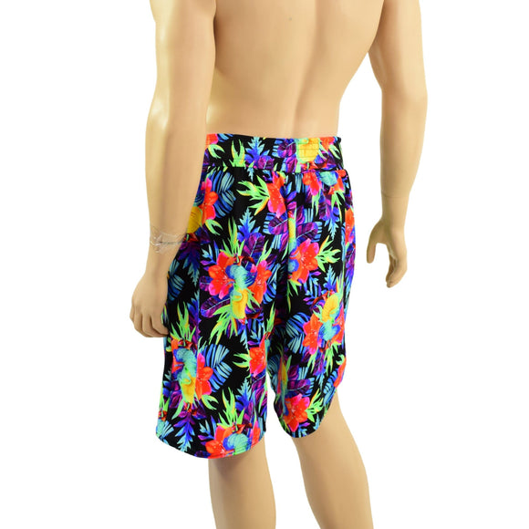 Mens Basketball Shorts with Pockets in Sonic Bloom - Coquetry Clothing