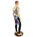 Mens Black and White Checkered Crop Tank - Coquetry Clothing