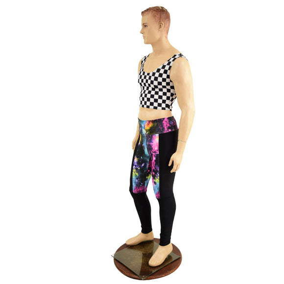 Mens Black and White Checkered Crop Tank - Coquetry Clothing