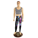 Mens Black and White Checkered Crop Tank - Coquetry Clothing