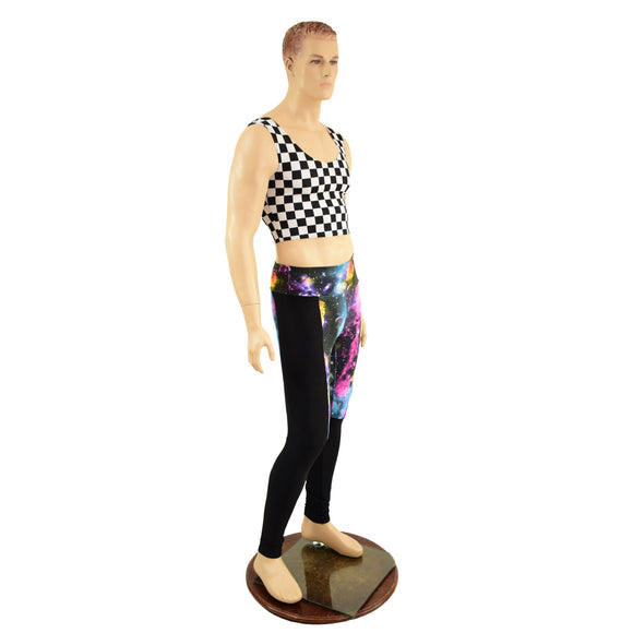 Mens Black and White Checkered Crop Tank - Coquetry Clothing