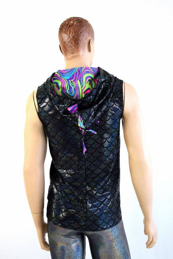 Mens Black & Glow Worm Dragon Hoodie - Coquetry Clothing