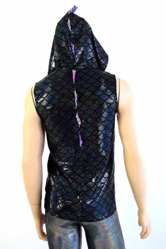 Mens Black & Glow Worm Dragon Hoodie - Coquetry Clothing