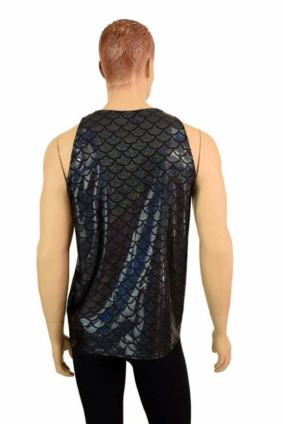 Mens Black Merman Scale Muscle Tank - Coquetry Clothing