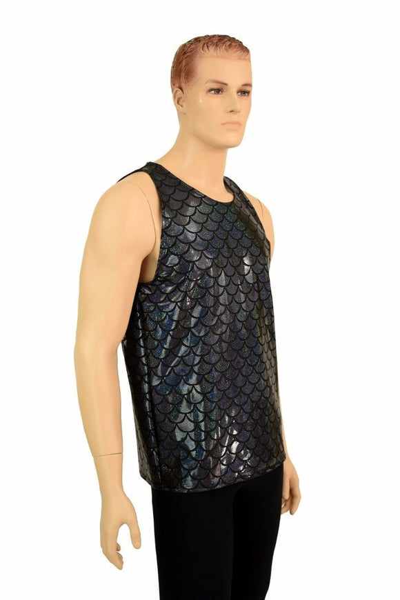 Mens Black Merman Scale Muscle Tank - Coquetry Clothing