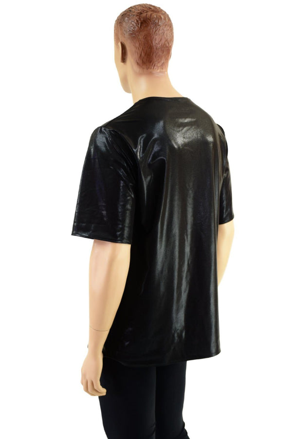 Mens Black Mystique Crew Neck Shirt with Tee Sleeves - 3