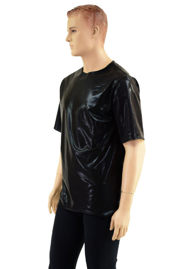 Mens Black Mystique Crew Neck Shirt with Tee Sleeves - Coquetry Clothing