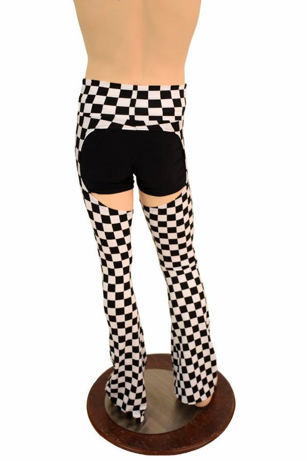 Mens Black & White Check Bootcut Chaps - 4
