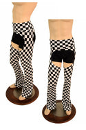 Mens Black & White Check Bootcut Chaps - 1