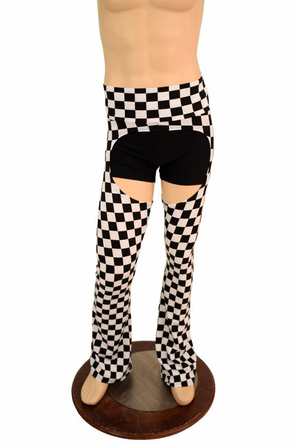 Mens Black & White Check Bootcut Chaps - 2