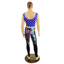 Mens Blue and White Star Print Crop Tank - Coquetry Clothing
