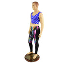 Mens Blue and White Star Print Crop Tank - Coquetry Clothing