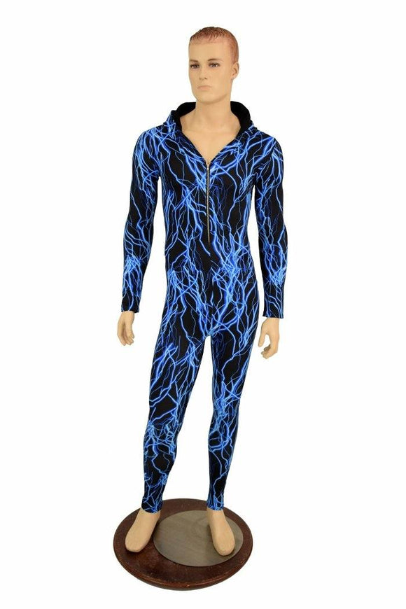 Mens Blue Lightning Catsuit - Coquetry Clothing
