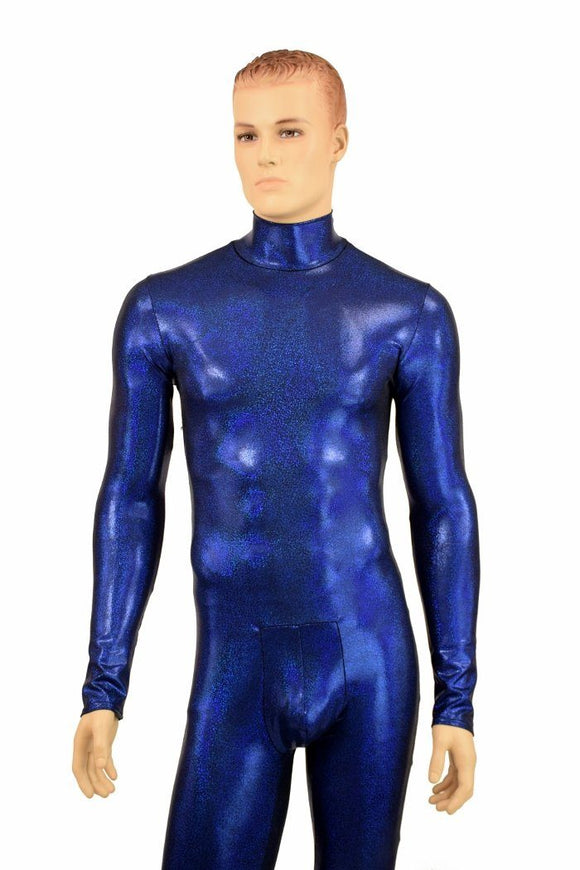 Mens Blue Long Sleeve Catsuit with Aruba Pouch - Coquetry Clothing