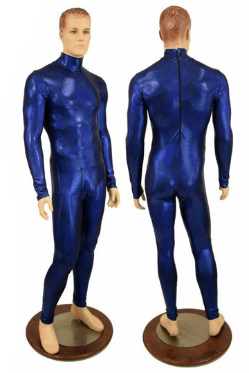 Mens Blue Long Sleeve Catsuit with Aruba Pouch - Coquetry Clothing
