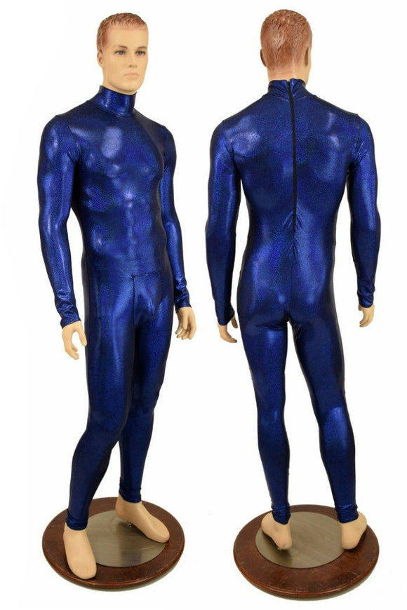 Mens Blue Long Sleeve Catsuit with Aruba Pouch - Coquetry Clothing