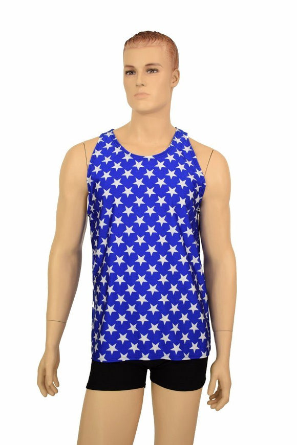 Mens Blue & White Muscle Shirt - Coquetry Clothing
