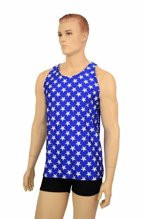 Mens Blue & White Muscle Shirt - Coquetry Clothing