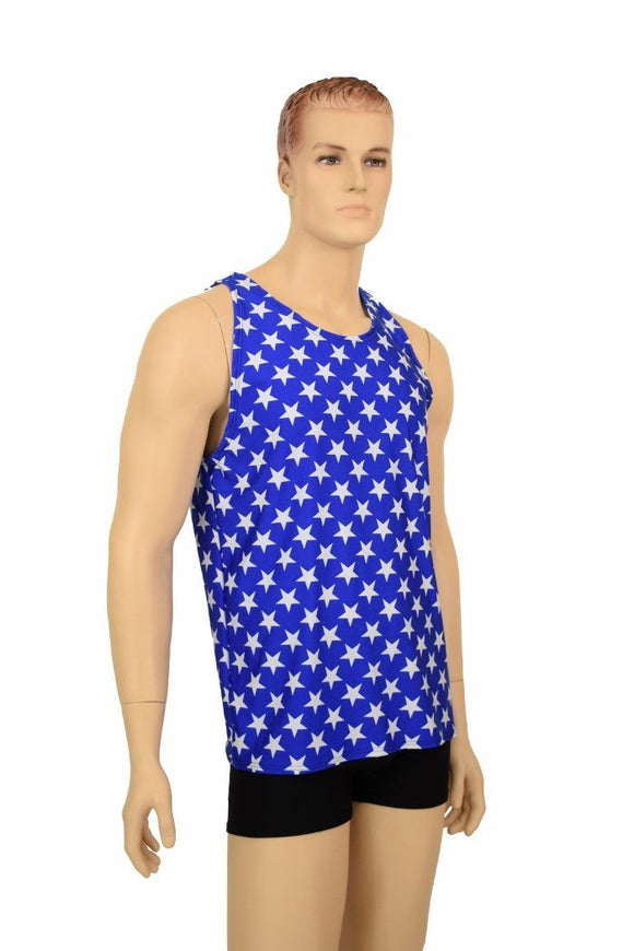 Mens Blue & White Muscle Shirt - Coquetry Clothing