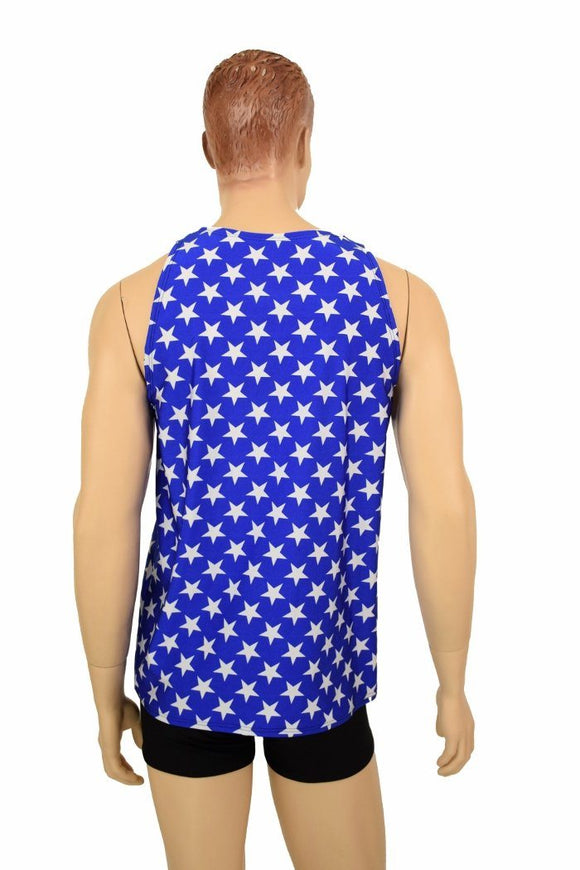 Mens Blue & White Muscle Shirt - Coquetry Clothing