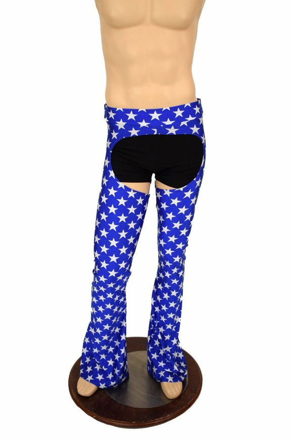 Mens Blue & White Star Bootcut Chaps - Coquetry Clothing