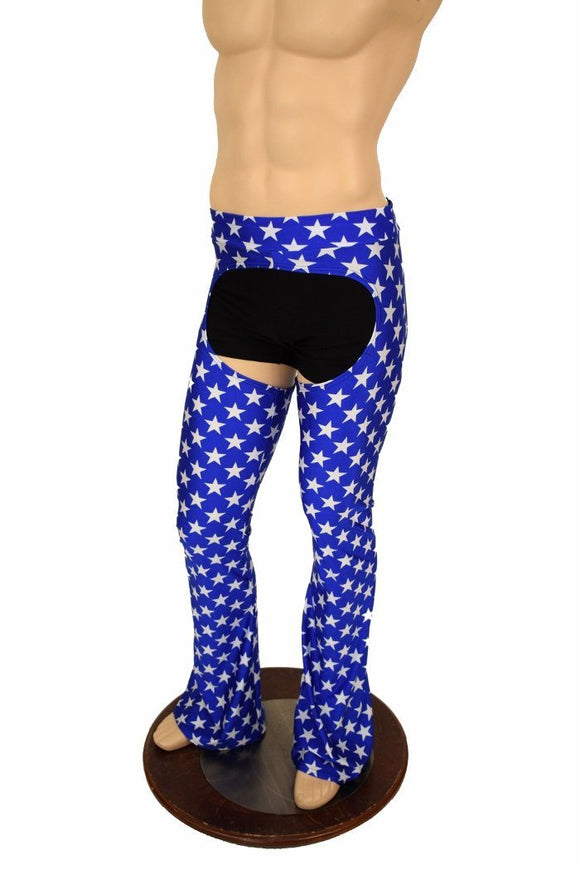 Mens Blue & White Star Bootcut Chaps - Coquetry Clothing