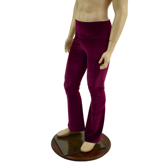Mens Burgundy Velvet Bootcut Pants - Coquetry Clothing