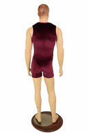 Mens Burgundy Velvet Deep Bro V Romper - Coquetry Clothing