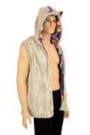 Mens Cat Ear Minky Faux Fur Hooded Vest - Coquetry Clothing
